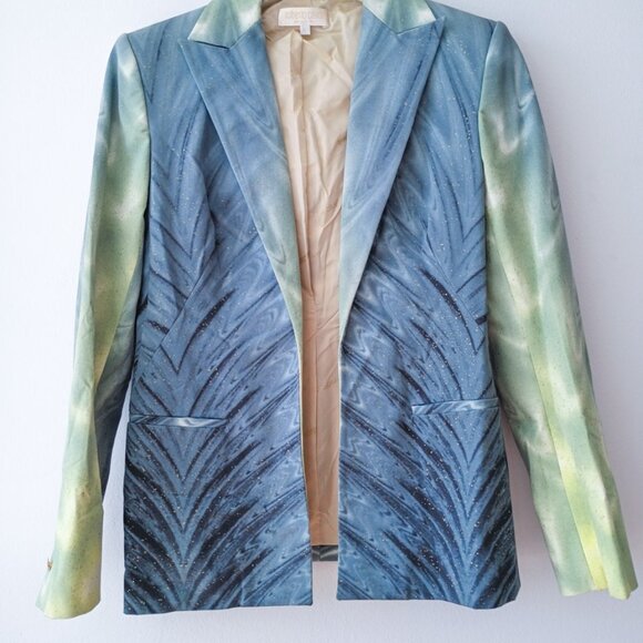 Roberto Cavalli Vintage SS2001 Collection Teal Gold Cupro Denim Blazer RARE - Picture 14 of 14